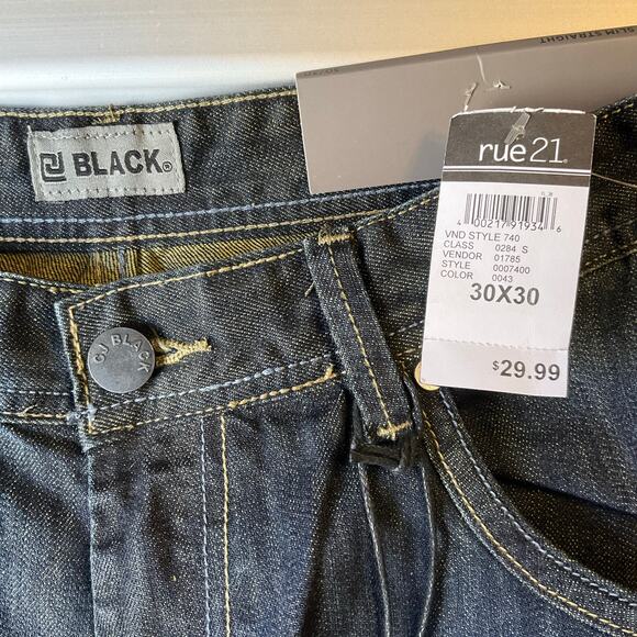 rue21 Black Men Jeans size 30x30 Dark Blue Mid Rise Straight Leg NWT - Picture 9 of 12